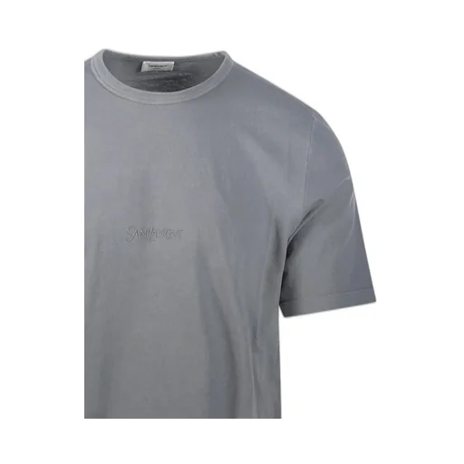 Saint Laurent Logo Embroidered Crewneck T-Shirt