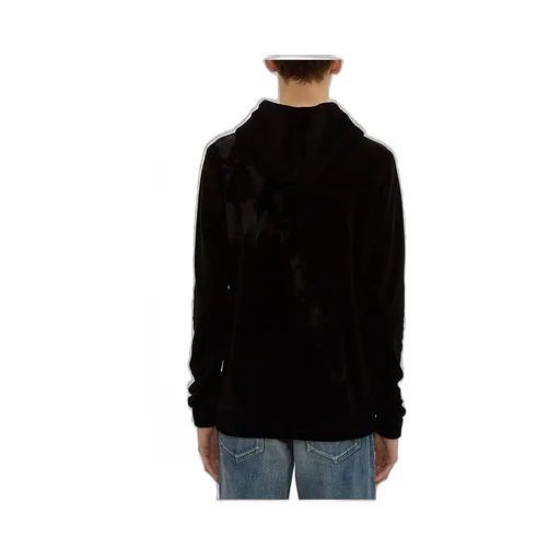 Saint Laurent Distressed Effect Drawstring Velvet Hoodie