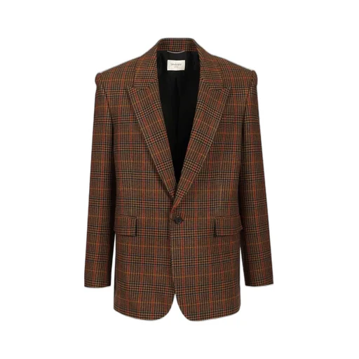 Saint Laurent Single-Breasted Checked Jacket
