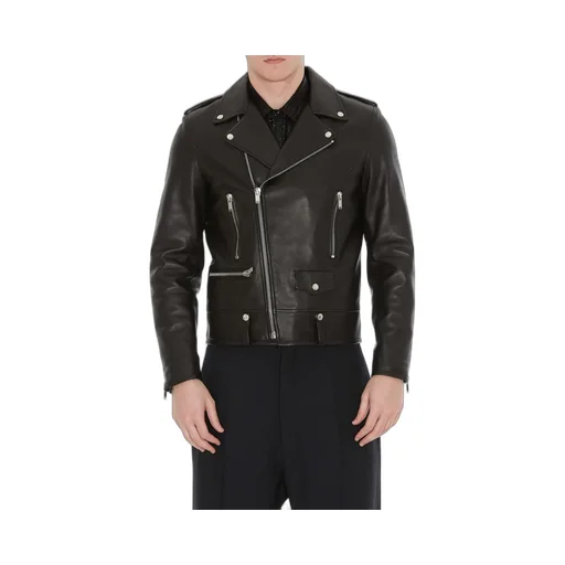 Saint Laurent Zip Detailed Biker Jacket