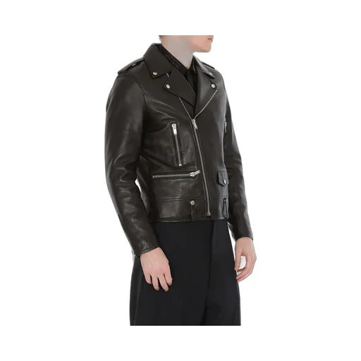 Saint Laurent Zip Detailed Biker Jacket