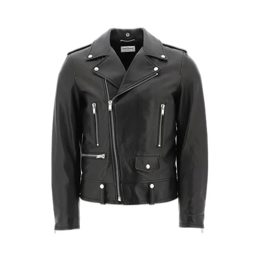 Saint Laurent Zip Detailed Biker Jacket