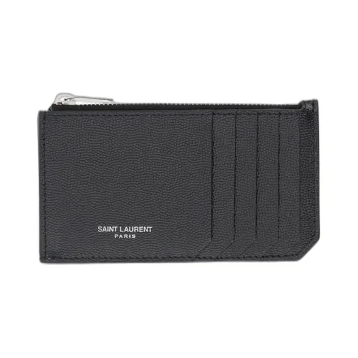 Saint Laurent Logo Stamp Zip-Up Wallet