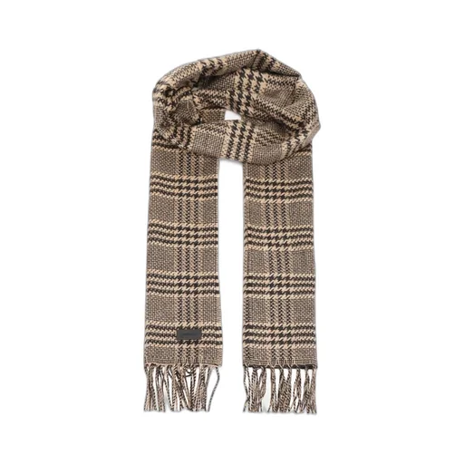 Saint Laurent Checked Fringed Edge Scarf