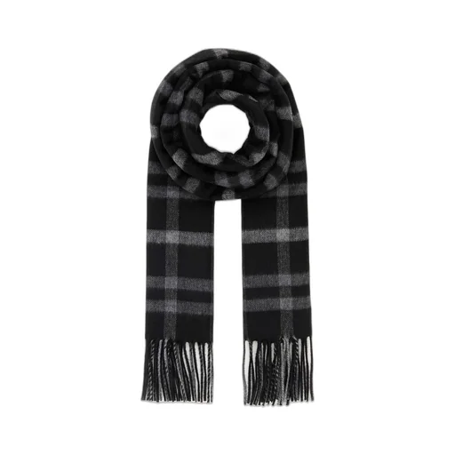 Saint Laurent Tartan Fringed Edge Scarf