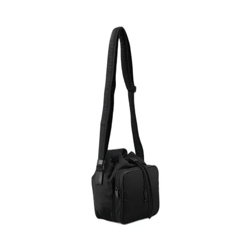 Saint Laurent Logo Plaque Drawstring Shoulder Bag