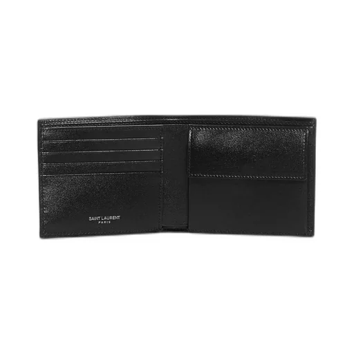 Saint Laurent Monogram Logo Plaque Bi-Fold Wallet