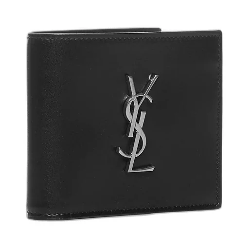 Saint Laurent Monogram Logo Plaque Bi-Fold Wallet