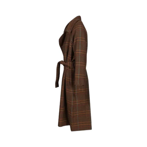 Saint Laurent Checked Belted Long Coat