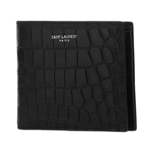 Saint Laurent East/West Embossed Bi-Fold Wallet