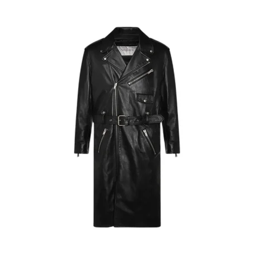 Saint Laurent Zip-Up Belted Coat