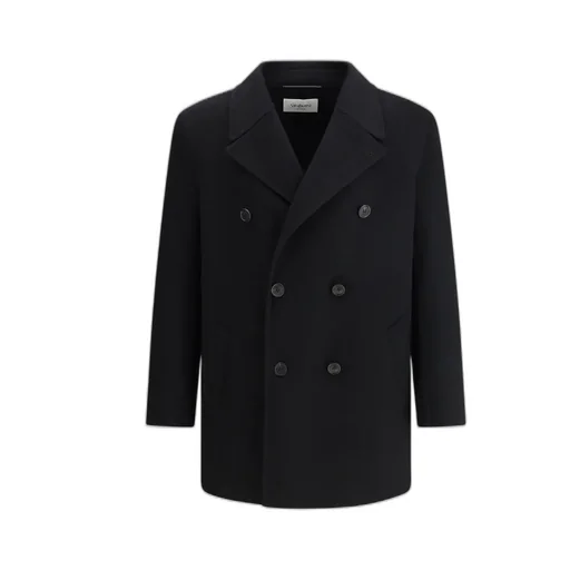 Saint Laurent Double-Breasted Long-Sleeved Peacoat