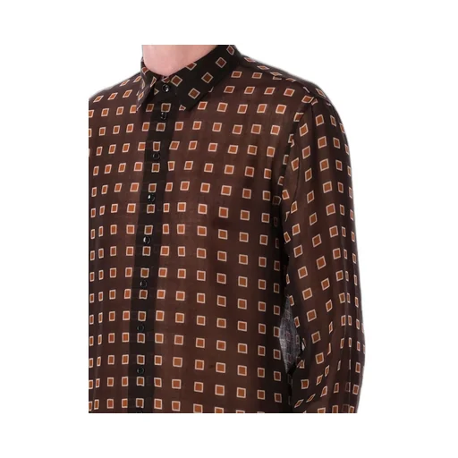 Saint Laurent Squared Print Long-Sleeve Shirt