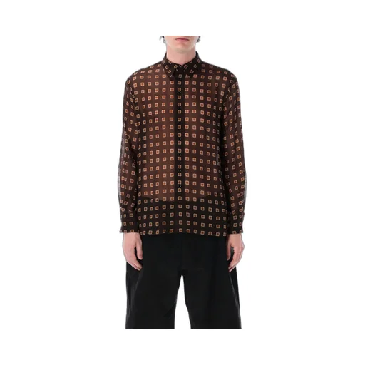 Saint Laurent Squared Print Long-Sleeve Shirt