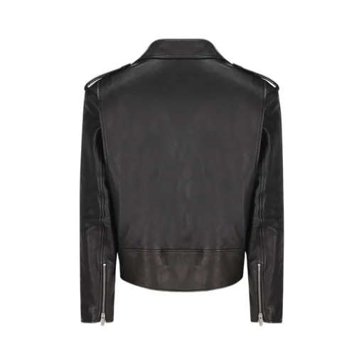 Saint Laurent Zip Detailed Belted Biker Jacket