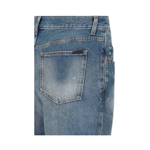 Saint Laurent Logo Patch Straight Leg Jeans