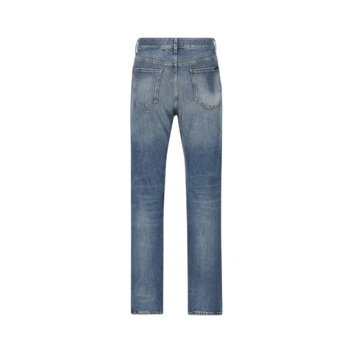 Saint Laurent Logo Patch Straight Leg Jeans