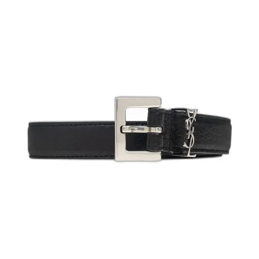 Saint Laurent Logo Plaque Buckled Belt