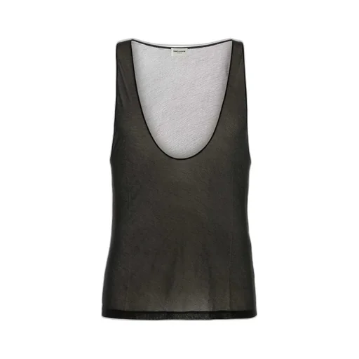Saint Laurent Semi-Sheer Sleeveless Tank Top
