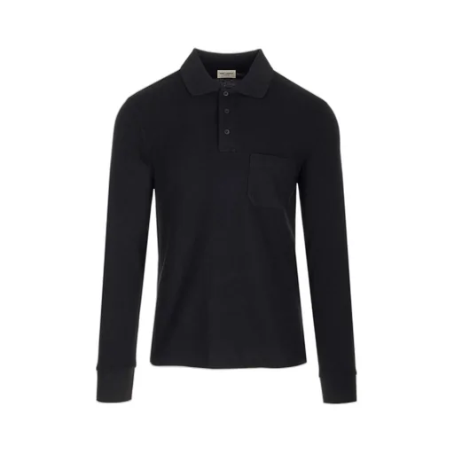 Saint Laurent Button Detailed Long-Sleeved Polo Shirt