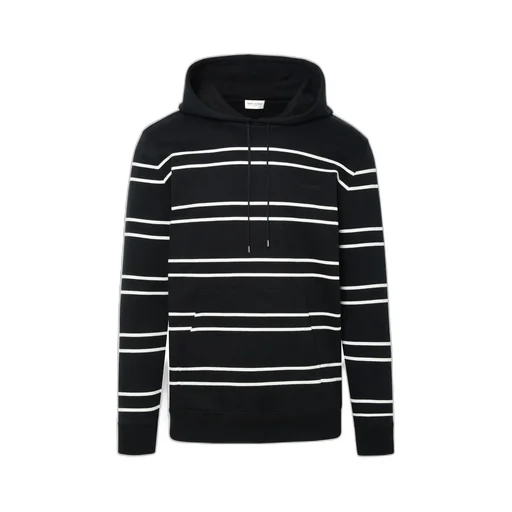Saint Laurent Stripe Detailed Drawstring Hoodie