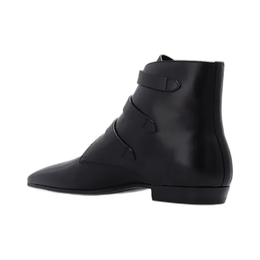 Saint Laurent Pointed Toe Buckle Strapped Boots
