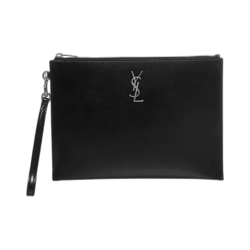 Saint Laurent Logo Plaque Zipped Clutch Bag