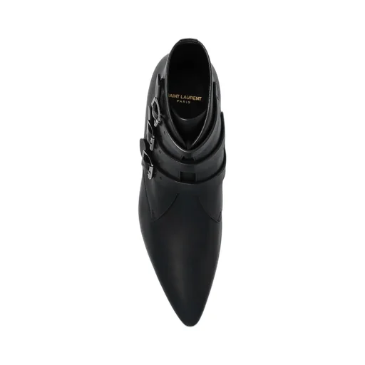 Saint Laurent Pointed Toe Buckle Strapped Boots