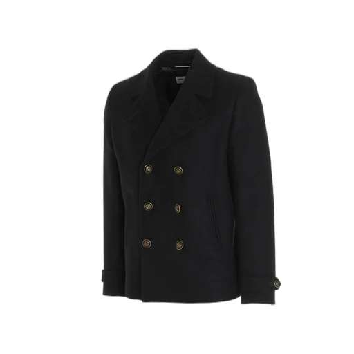 Saint Laurent Double-Breasted Long-Sleeved Peacoat