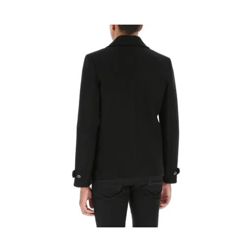 Saint Laurent Double-Breasted Long-Sleeved Peacoat