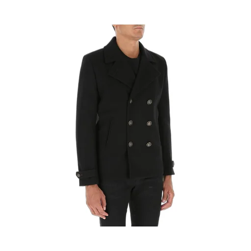 Saint Laurent Double-Breasted Long-Sleeved Peacoat