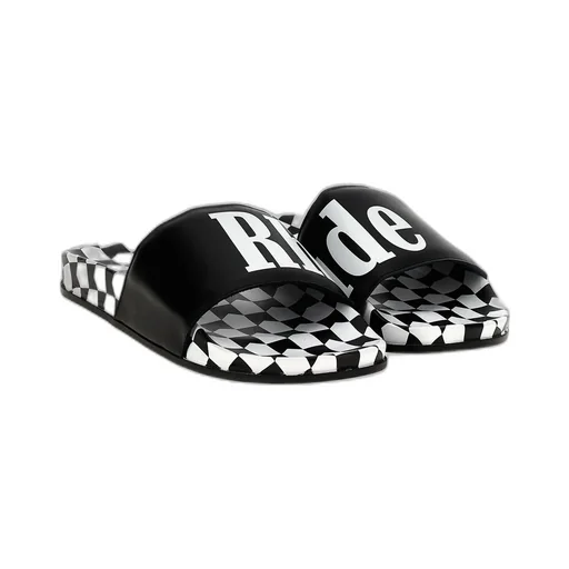 Rhude Logo Printed Checked Slides