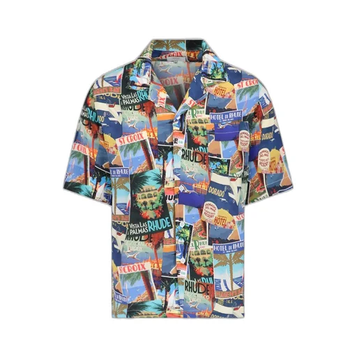 Rhude Postcard Print Short Sleeve Shirt