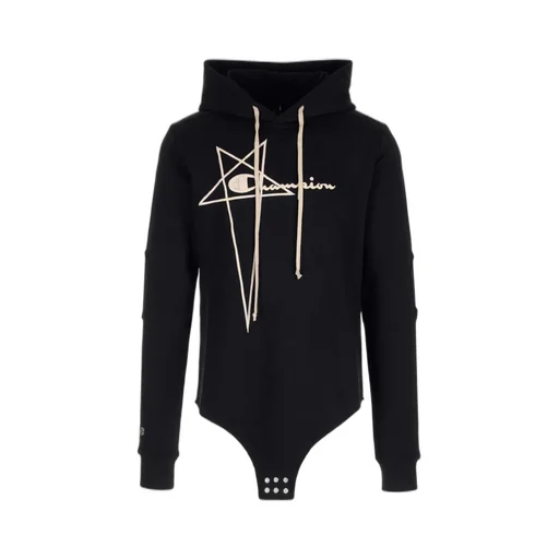 Rick Owens X Champion Logo-Embroidered Drawstring Hooded Bodysuit