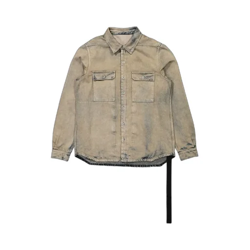 Rick Owens Drkshdw Long Sleeved Stonewashed Denim Shirt