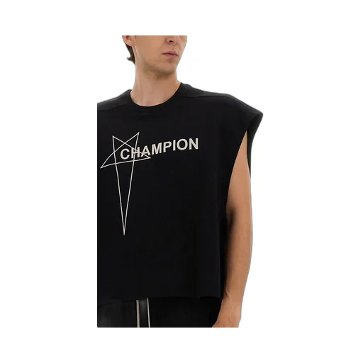 Rick Owens X Champion Logo Embroidered Cropped T-Shirt
