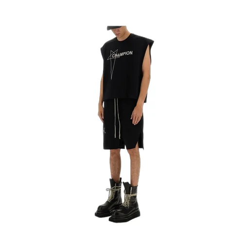 Rick Owens X Champion Logo Embroidered Cropped T-Shirt