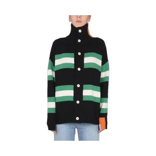 Right For Striped Turtleneck Cardigan