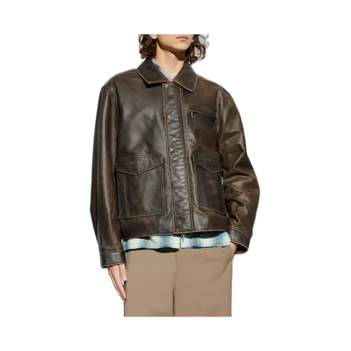 Represent Vintage-Effect Leather Jacket