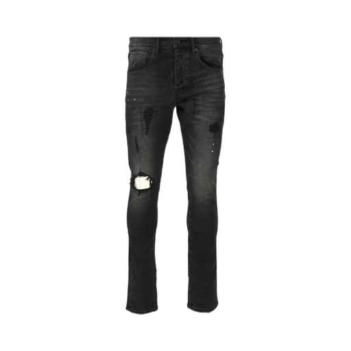 Purple Distressed Slim Fit Jeans