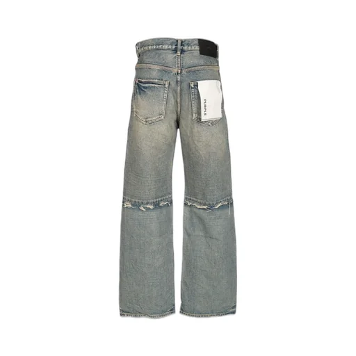 Purple Distressed Wide Leg Jeans