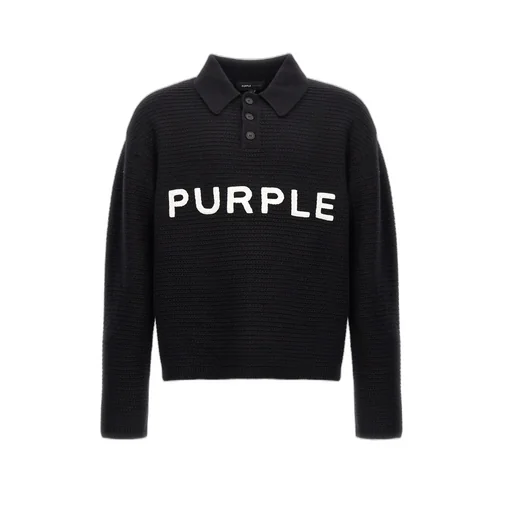 Purple Logo Embroidery Knit Sweater