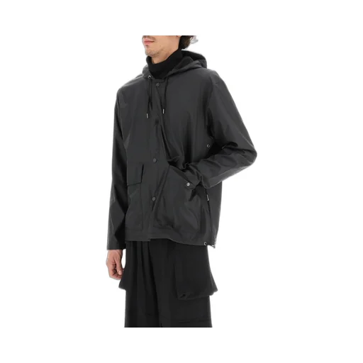 Rains Long Sleeved Drawstring Hooded Coat