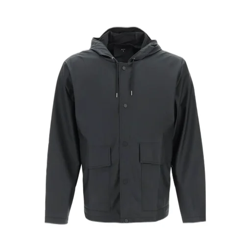 Rains Long Sleeved Drawstring Hooded Coat