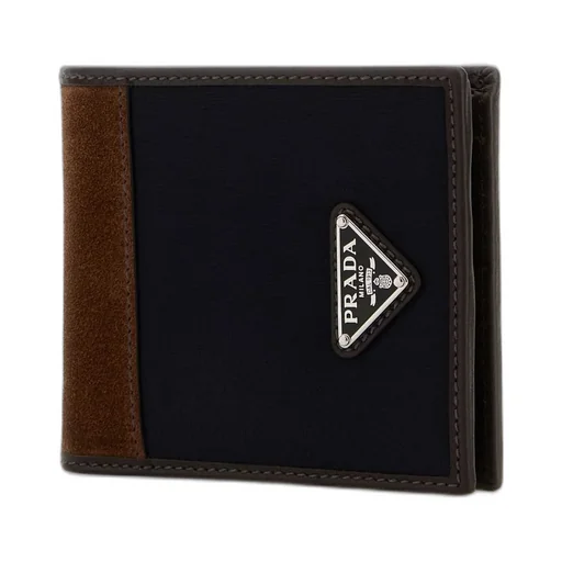 Prada Logo Plaque Two-Tone Bi-Fold Wallet
