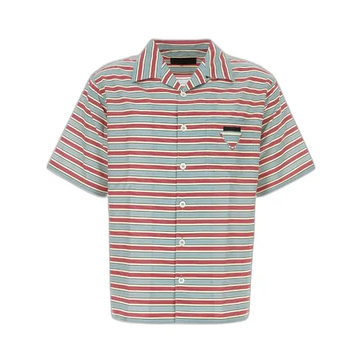 Prada Striped Short Sleeved Bowling Shirt