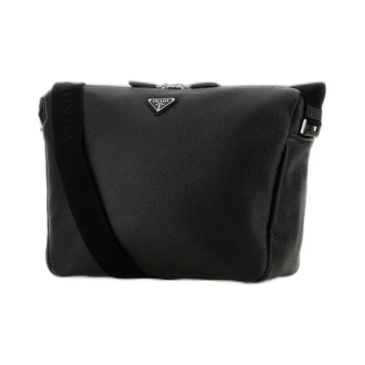 Prada Logo Plaque Zipped Shoulder Bag