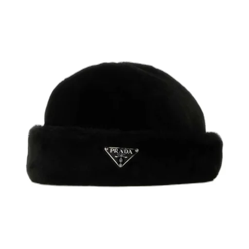 Prada Triangle Logo-Appliqué Turn-Up Brim Beanie