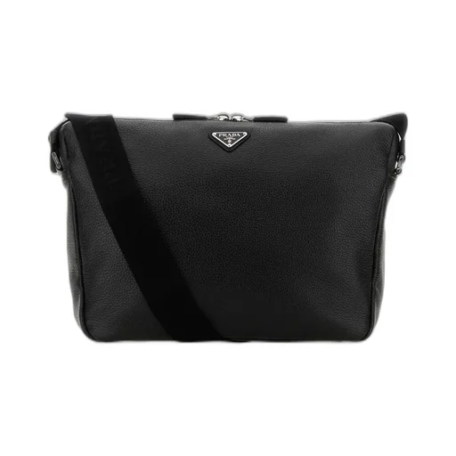 Prada Logo Plaque Zipped Shoulder Bag