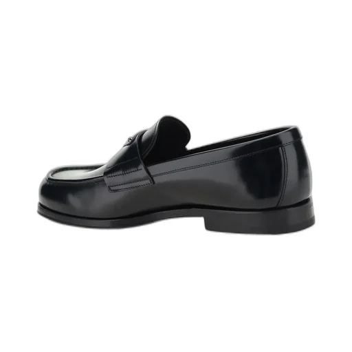 Prada Logo Plaque Almond-Toe Loafers